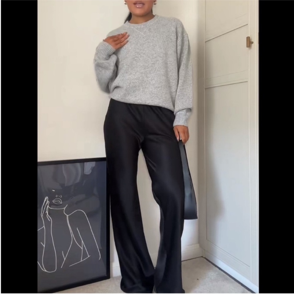 Reformation Black Vida Satin low rise Pants - Picture 3 of 9